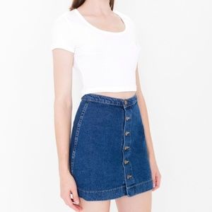 American Apparel Button Down Dark Wash Jean Skirt